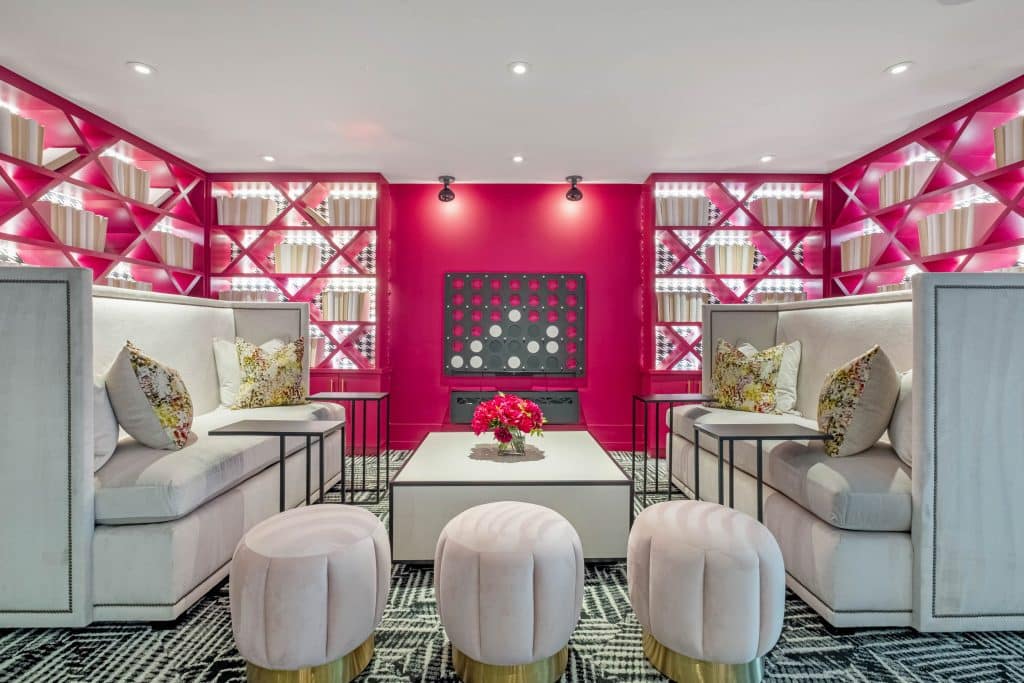 Furnished clubroom with chairs and couches