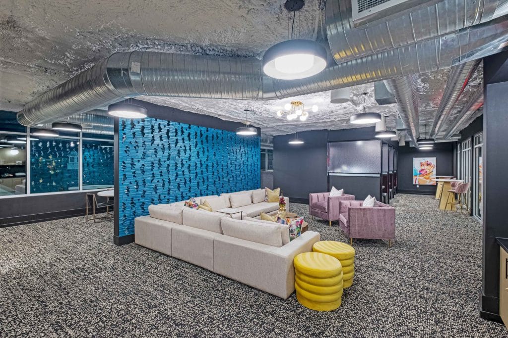 Furnished clubroom with couch
